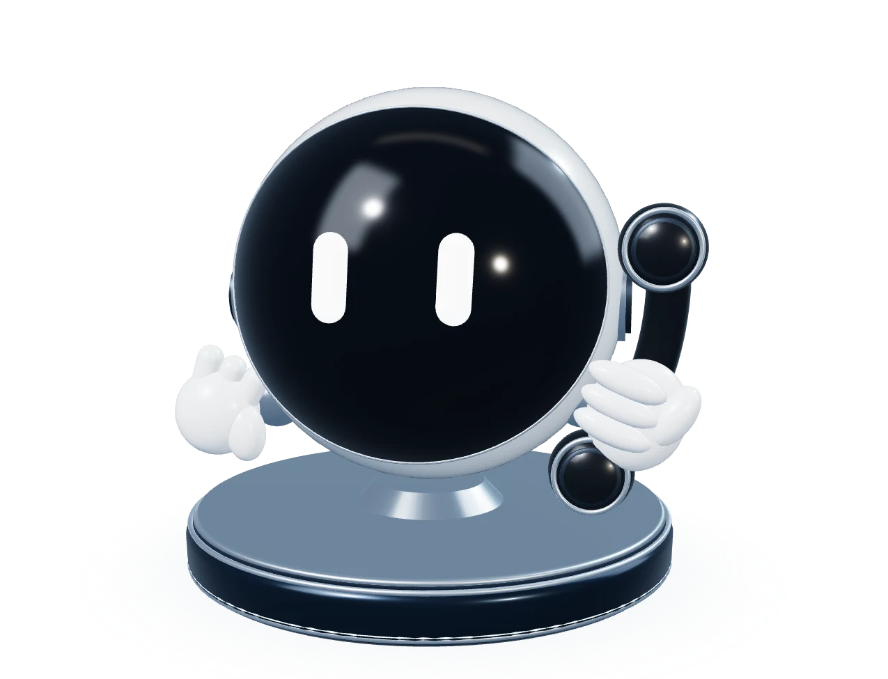 白い丸いAI受付ロボットのイメージ